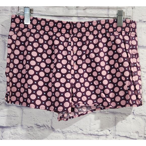 Gap Body Burgundy Mauve Polka Dot Sleep Shorts Small Lightweight Soft Stretch - Picture 1 of 5